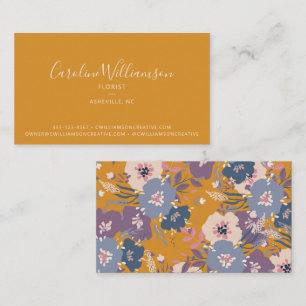 Moderne Boho Gele Botanische Bloem Florist Visitekaartje