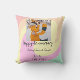 Moderne boho gelukkig jubileum voeg naam datum ora kussen