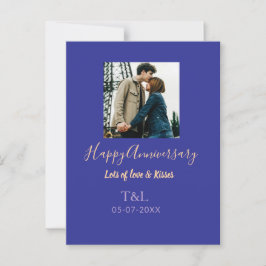 Moderne boho gelukkig jubileum voeg naam toe blauw briefkaart