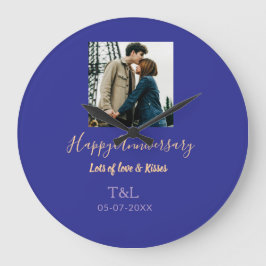 Moderne boho gelukkig jubileum voeg naam toe blauw grote klok