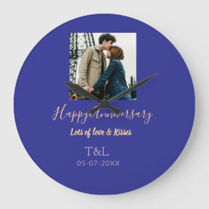 Moderne boho gelukkig jubileum voeg naam toe blauw grote klok