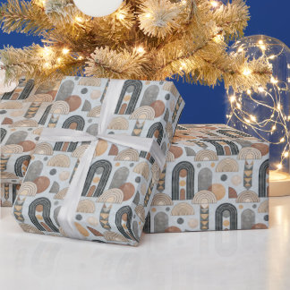 Moderne Boho-geometrie op nevelig blauwe inpakpapi Cadeaupapier