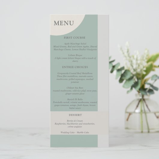 Moderne Boho Geometrische Abstracte Groen Grijs Ta Menu (Staand voorkant)