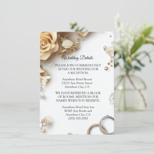 Moderne Boho Golden Rozen Spring Wed Enclosure Kaa Informatiekaartje (Staand voorkant)