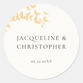 Moderne Boho gouden vlinders romantische bruiloft Ronde Sticker