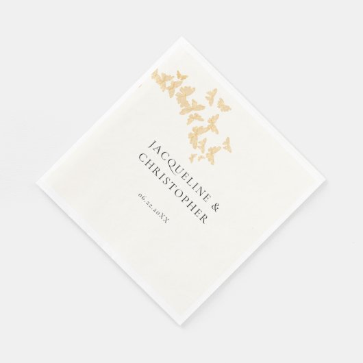 Moderne Boho gouden vlinders romantische bruiloft Servet (Hoek)