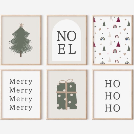 Moderne Boho Green Christmas Present Wall Art Prin Poster