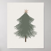 Moderne Boho Green en Gouden Kerstboom Print (Voorkant)