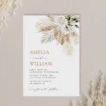 moderne boho greenery pampas gras bruiloft kaart<br><div class="desc">Een rustic boho pampas greenery bruiloft waterverf met een elegant script kalligraferen.</div>