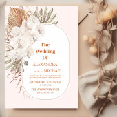 moderne boho greenery pampas gras bruiloft kaart