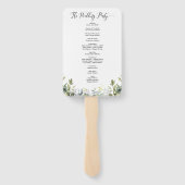 Moderne Boho Greenery Wedding Program Fan Handwaaier (Achterkant)