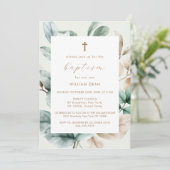 Moderne Boho groen kruis doop Kaart (Staand voorkant)