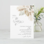 Moderne Boho groen pampas gras Kaart (Staand voorkant)