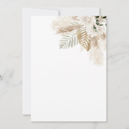 Moderne Boho groen pampas gras Kaart (Achterkant)