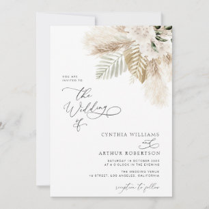 Moderne Boho groen pampas gras Kaart