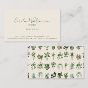 Moderne Boho Groen Witte Planten Botanische Bloemi Visitekaartje