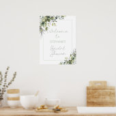 Moderne Boho Groene Beplanting Bruiloft Feest Begr Poster (Keuken)