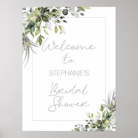 Moderne Boho Groene Beplanting Bruiloft Feest Begr Poster (Voorkant)
