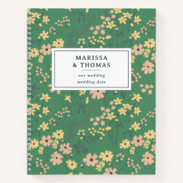 Moderne Boho Groene Bloemige Bruiloft Notitieboek