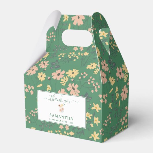 Moderne Boho groene bloempatroon Bedankdoosjes (Voorkant Zijde)
