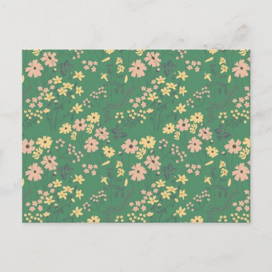 Moderne Boho groene bloempatroon Briefkaart (Voorkant)