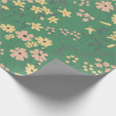 Moderne Boho groene bloempatroon Cadeaupapier (Hoek)