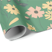 Moderne Boho groene bloempatroon Cadeaupapier (Rol Hoek)