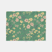 Moderne Boho groene bloempatroon Fleece Deken (Voorkant (Horizontaal))