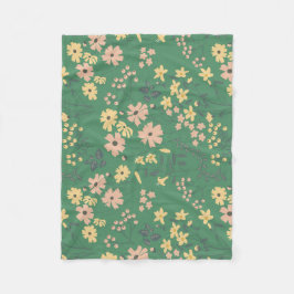 Moderne Boho groene bloempatroon Fleece Deken