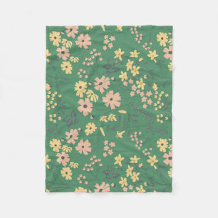 Moderne Boho groene bloempatroon Fleece Deken