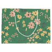 Moderne Boho Groene Bloempatroon Groot Cadeauzakje (Achterkant)