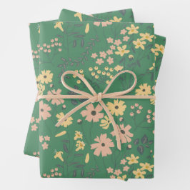 Moderne Boho groene bloempatroon Inpakpapier Vel