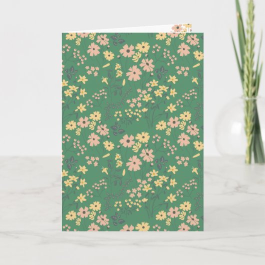 Moderne Boho groene bloempatroon Kaart (Voorkant)