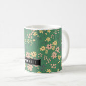 Moderne Boho groene bloempatroon Koffiemok (Voorkant rechts)
