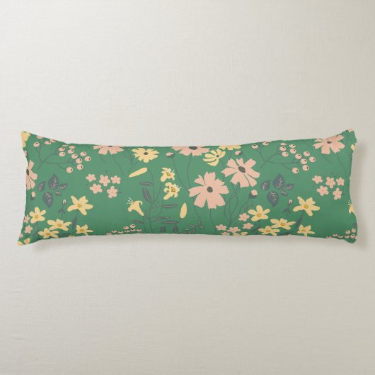 Moderne Boho groene bloempatroon Lichaamskussen (Voorkant)