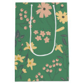 Moderne Boho groene bloempatroon Medium Cadeauzakje (Achterkant)