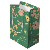 Moderne Boho groene bloempatroon Medium Cadeauzakje (Achterkant Gekanteld)