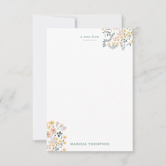 Moderne Boho groene bloempatroon Notitiekaartje (Voorkant)