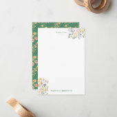 Moderne Boho groene bloempatroon Notitiekaartje (Voorkant / Achterkant in situ)