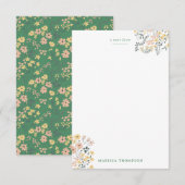 Moderne Boho groene bloempatroon Notitiekaartje (Voorkant / Achterkant)