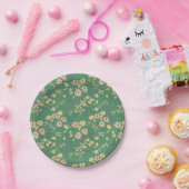 Moderne Boho Groene Bloempatroon Papieren Bordje (Feest)