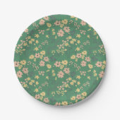 Moderne Boho Groene Bloempatroon Papieren Bordje (Voorkant)