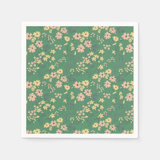 Moderne Boho groene bloempatroon Servet (Voorkant)