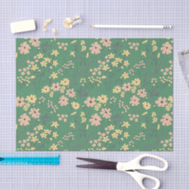 Moderne Boho Groene Bloempatroon Tissuepapier