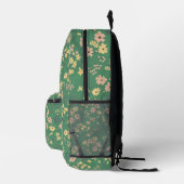 Moderne Boho Groene Bloemstuk Aangepaste Naam Bedrukte Rugzak (Rechts)