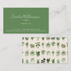 Moderne Boho Groene Planten Botanische Bloemist Visitekaartje