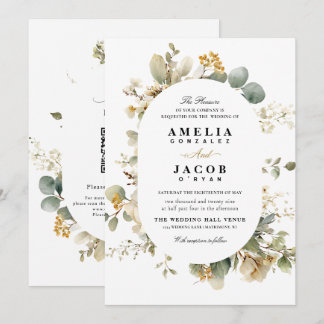 Moderne Boho Groene QR Code RSVP Huwelijk Kaart