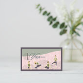 Moderne Boho Groene Roze Yoga Instructeur Visitekaartje (Staand voorkant)