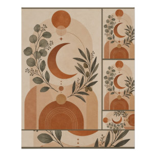 Moderne Boho Halve Maan & Olijftak Perfect Poster