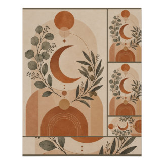 Moderne Boho Halve Maan & Olijftak Perfect Poster